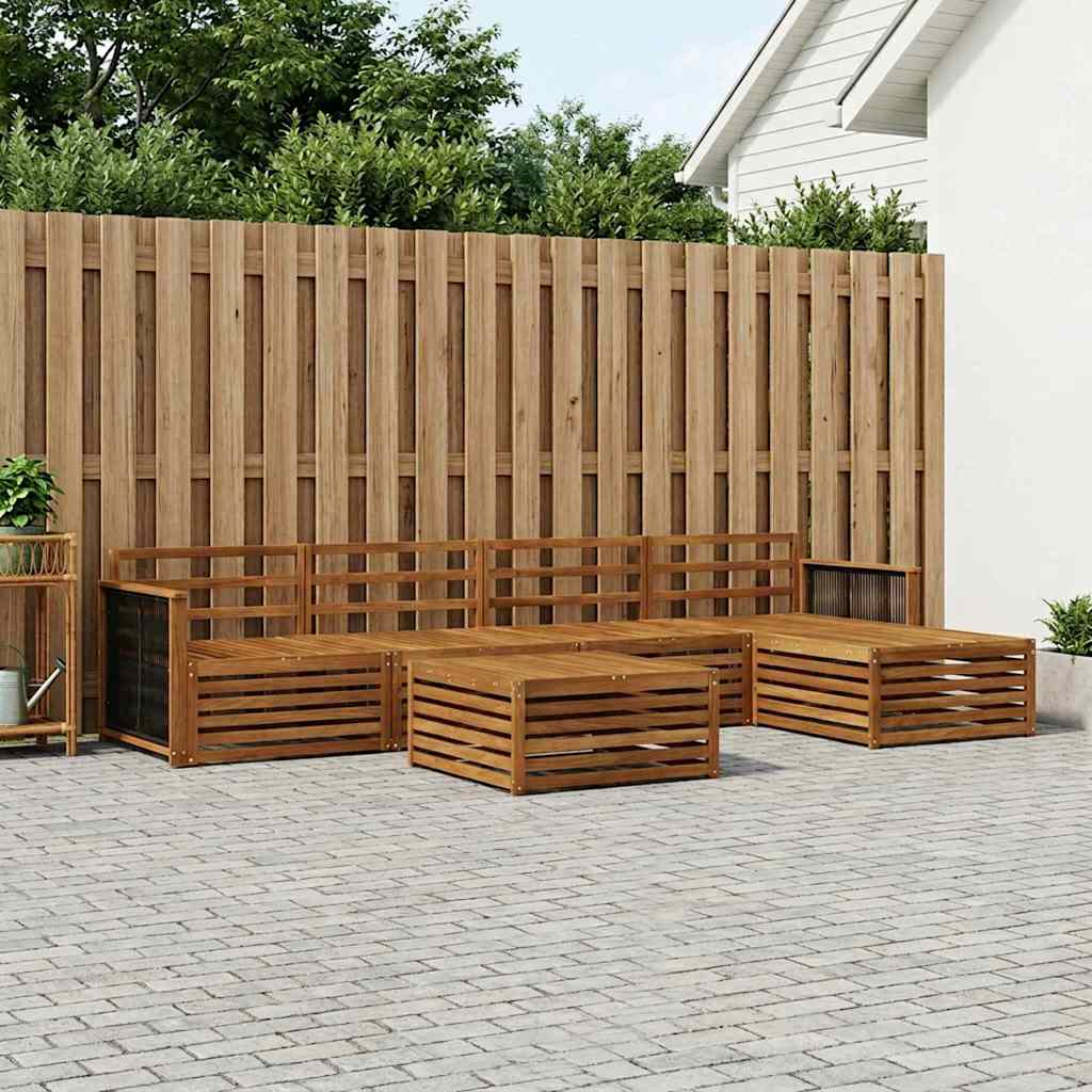 Udendørs sofagruppe 6 pcs Naturfarvet Massivt Akacietræ
