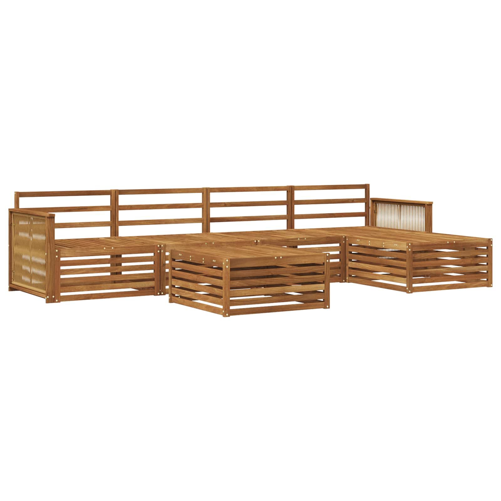 Udendørs sofagruppe 6 pcs Naturfarvet Massivt Akacietræ