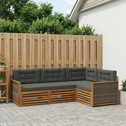 Udendørs sofagruppe med pude 4 pcs Naturlig og Antracit