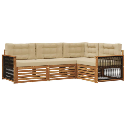 Udendørs sofagruppe med pude 4 pcs Naturlig og Beige
