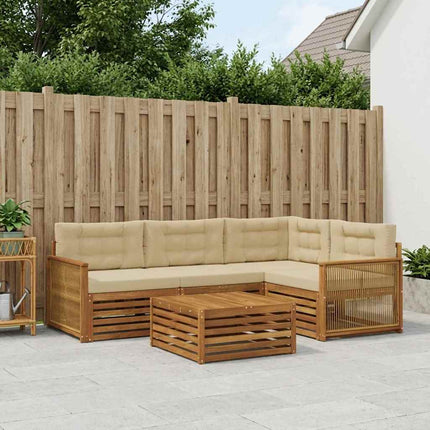 Udendørs sofagruppe med pude 5 pcs Naturlig og Beige