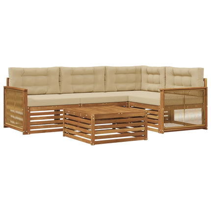 Udendørs sofagruppe med pude 5 pcs Naturlig og Beige