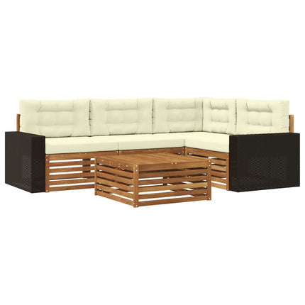 Udendørs sofagruppe 5 pcs Naturlig og Fløde 79 x 79 x 37 cm