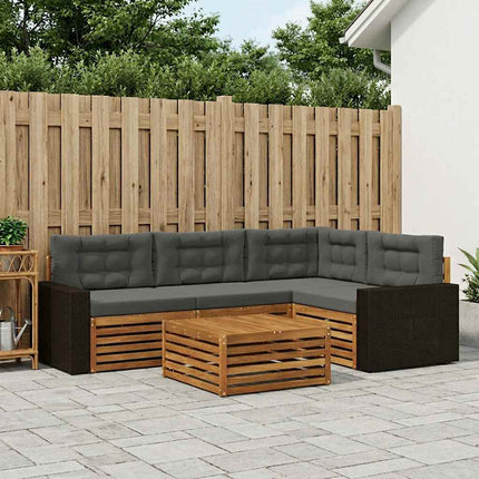 Udendørs sofagruppe 5 pcs Naturlig og Antracit 79 x 79 x 37 cm