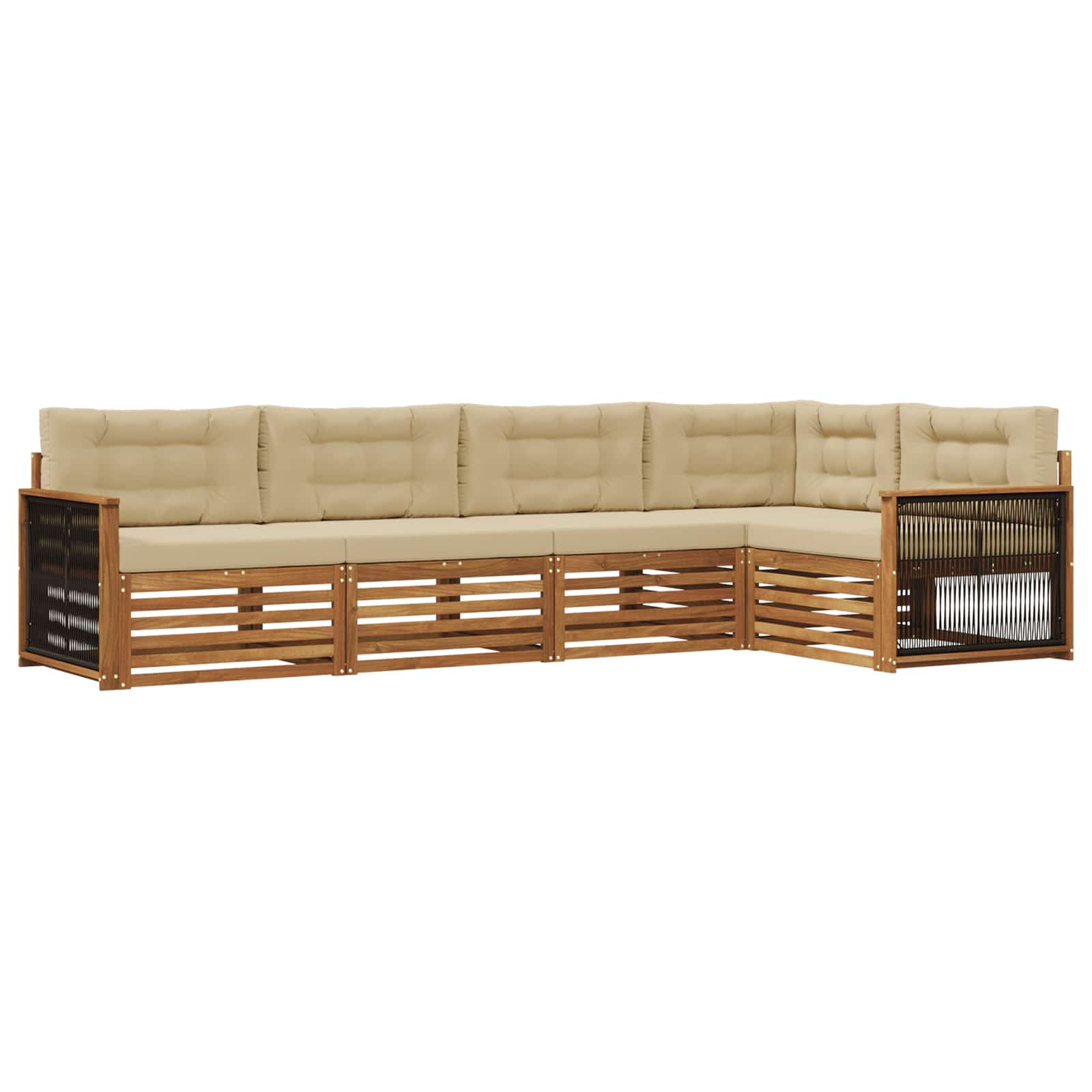 Udendørs sofagruppe med pude 5 pcs Naturlig og Beige