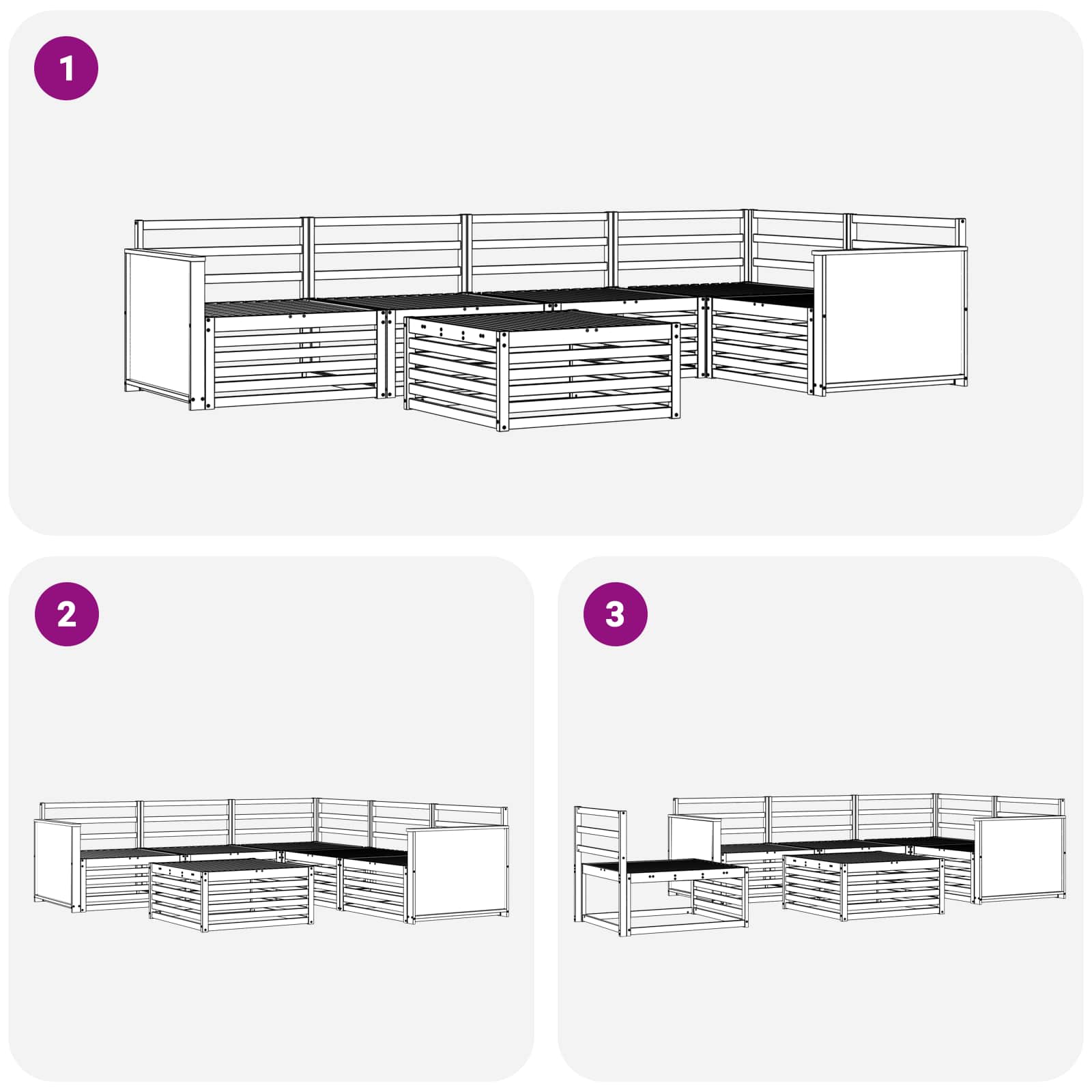Udendørs sofagruppe 6 pcs Naturfarvet Massivt Akacietræ