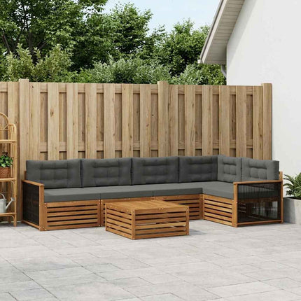Udendørs sofagruppe med pude 6 pcs Naturlig og Antracit