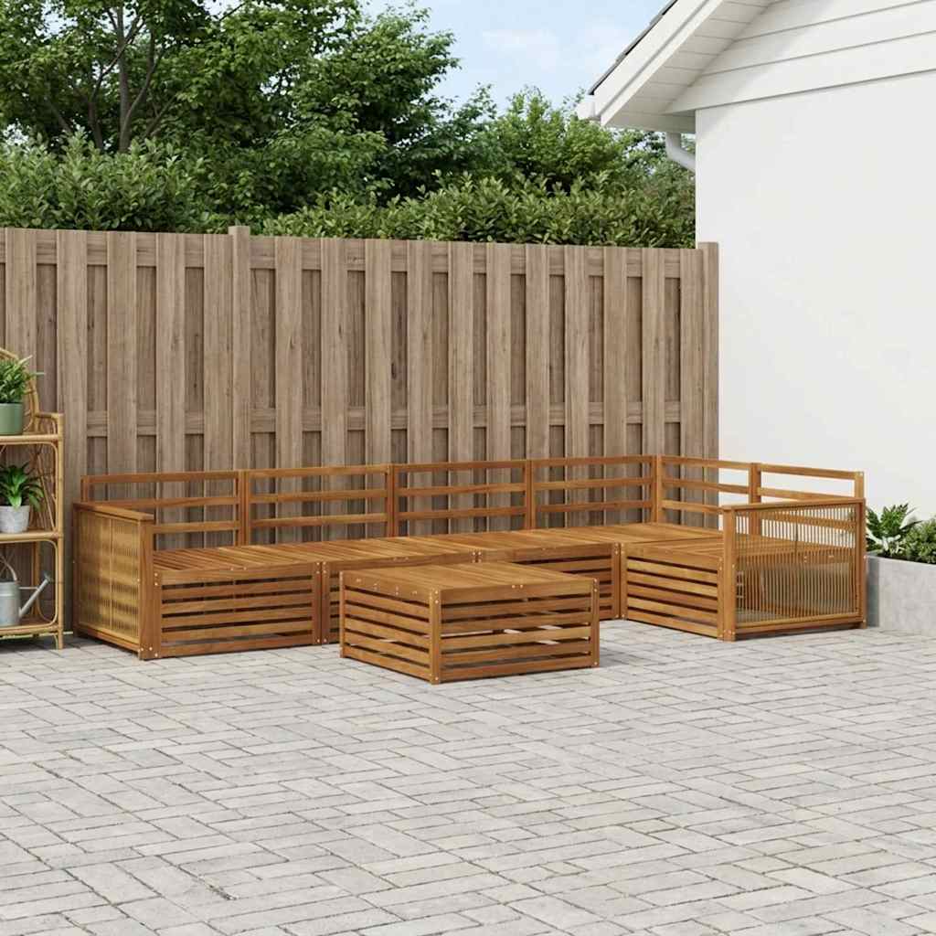 Udendørs sofagruppe 6 pcs Naturfarvet Massivt Akacietræ