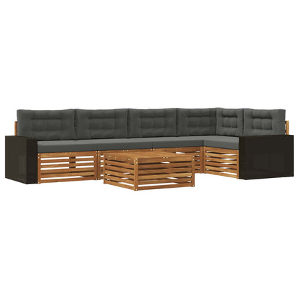 Udendørs sofagruppe 6 pcs Naturlig og Antracit 79 x 79 x 37 cm