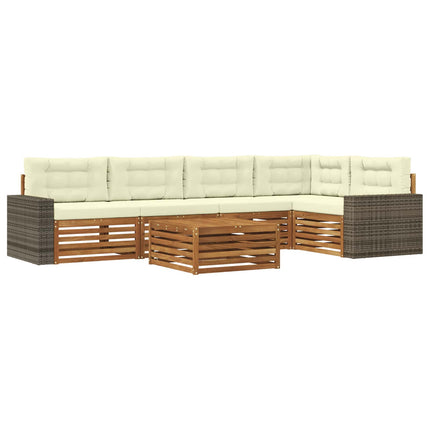 Udendørs sofagruppe 6 pcs Naturlig og Fløde 79 x 79 x 37 cm