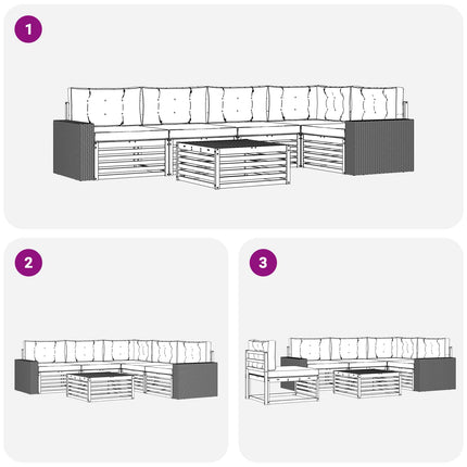 Udendørs sofagruppe 6 pcs Naturlig og Antracit 79 x 79 x 37 cm
