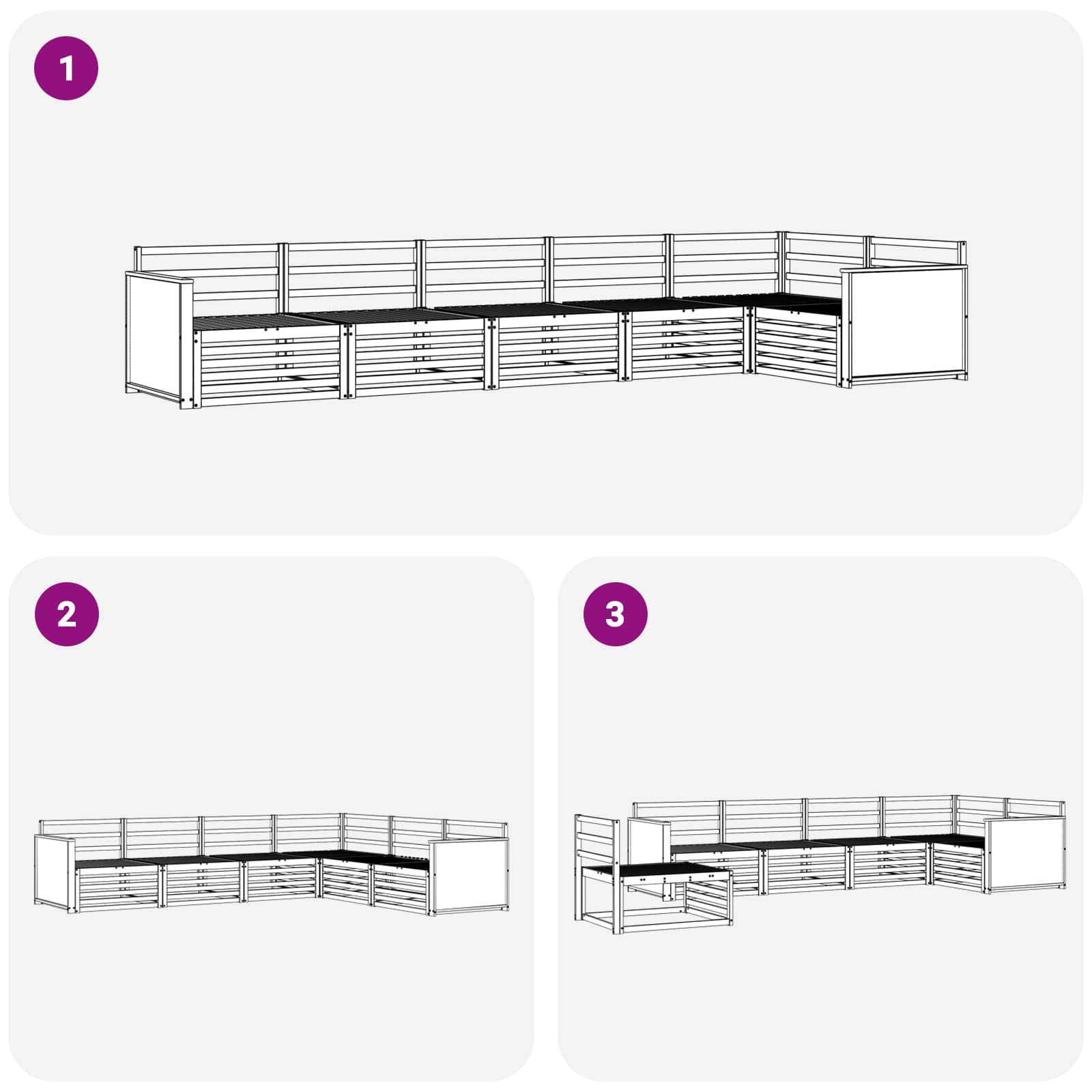 Udendørs sofagruppe 6 pcs Naturfarvet Massivt Akacietræ