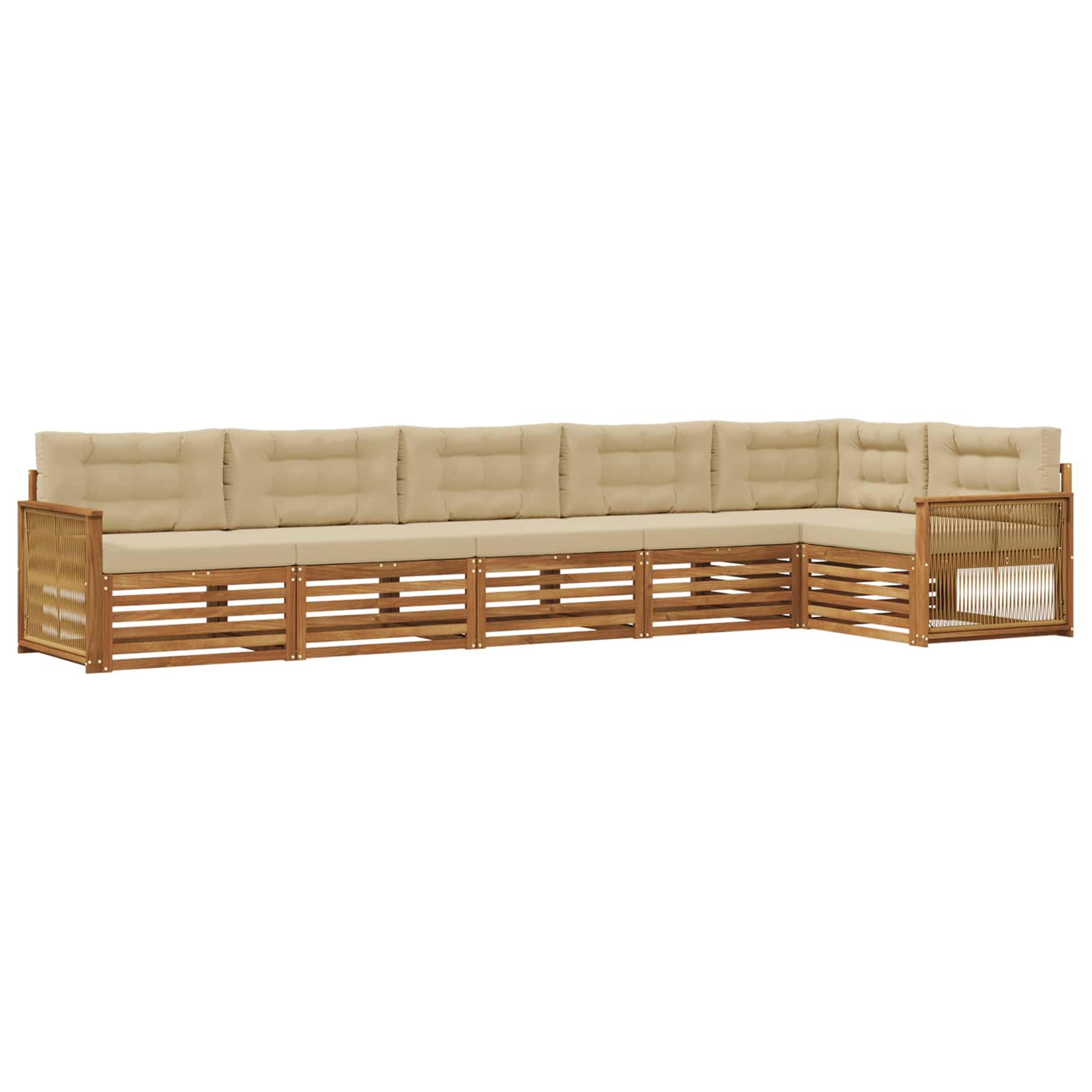 Udendørs sofagruppe med pude 6 pcs Naturlig og Beige