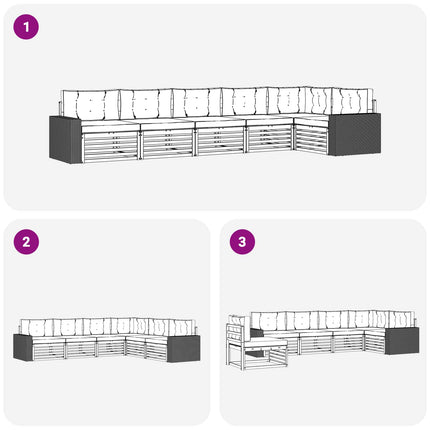 Udendørs sofagruppe 6 pcs Naturlig og Fløde 402 x 172,5 x 73 cm