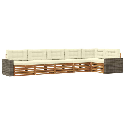 Udendørs sofagruppe 6 pcs Naturlig og Fløde 402 x 172,5 x 73 cm