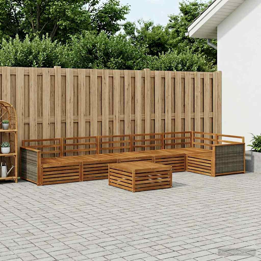 Udendørs sofagruppe 7 pcs Naturfarvet Massivt Akacietræ