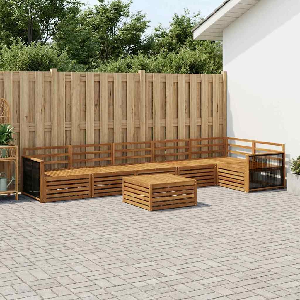 Udendørs sofagruppe 7 pcs Naturfarvet Massivt Akacietræ