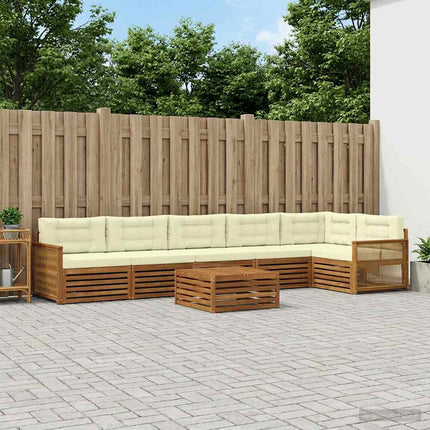 Udendørs sofagruppe med pude 7 pcs Naturlig og Fløde
