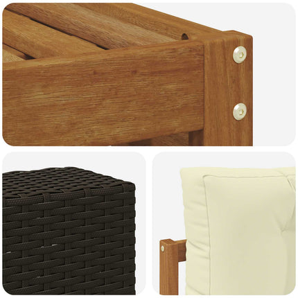 Udendørs sofagruppe 7 pcs Naturlig og Fløde 79 x 79 x 37 cm