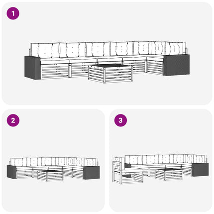 Udendørs sofagruppe 7 pcs Naturlig og Fløde 79 x 79 x 37 cm