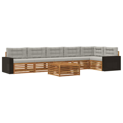 Udendørs sofagruppe 7 pcs Naturfarvet og lysegrå Polyester