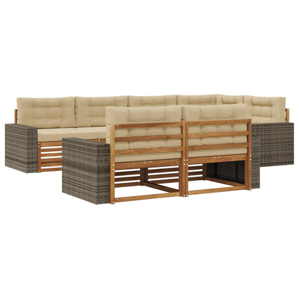 Udendørs sofagruppe med pude 7 pcs Naturlig og Beige