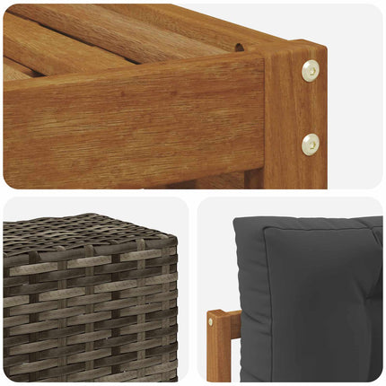 Udendørs sofagruppe med pude 6 pcs Naturlig og Antracit
