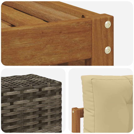 Udendørs sofagruppe med pude 6 pcs Naturlig og Beige