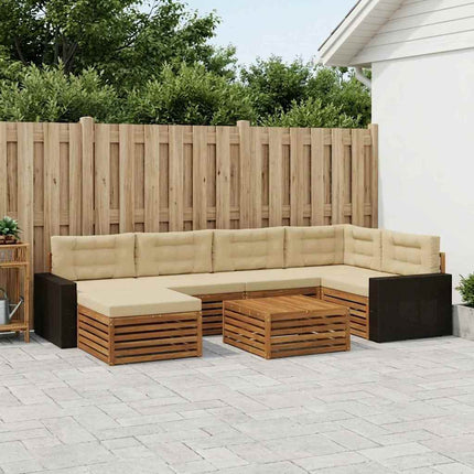 Udendørs sofagruppe med pude 7 pcs Naturlig og Beige