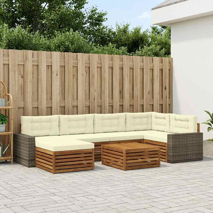Udendørs sofagruppe med pude 7 pcs Naturlig og Fløde
