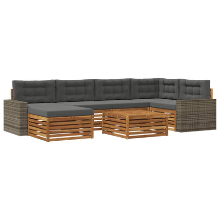 Udendørs sofagruppe med pude 7 pcs Naturlig og Antracit