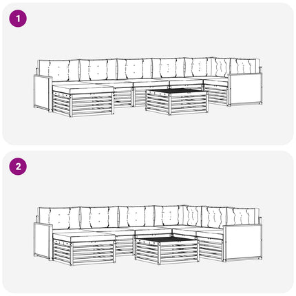 Udendørs sofagruppe med pude 8 pcs Naturlig og Beige