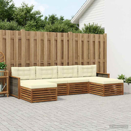 Sofasæt med pude 6 pcs Massivt Akacietræ