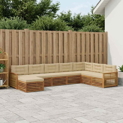 Udendørs sofagruppe 8 stk. Naturlig og Beige Massivt Akacietræ