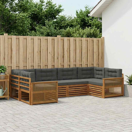 Udendørs sofagruppe med pude 6 pcs Naturlig og Antracit