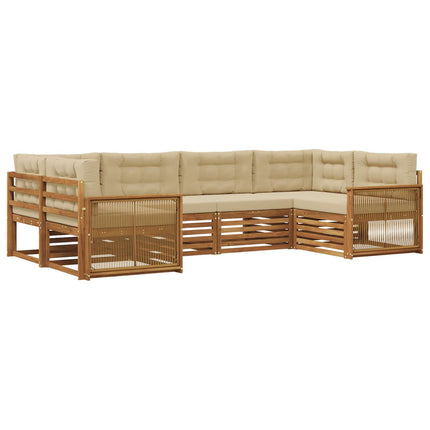 Udendørs sofagruppe med pude 6 pcs Naturlig og Beige