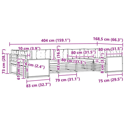 Udendørs sofagruppe med pude 7 pcs Naturlig og Antracit