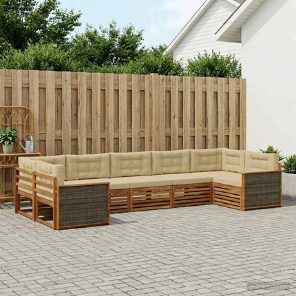 Udendørs sofagruppe med pude 7 pcs Naturlig og Beige