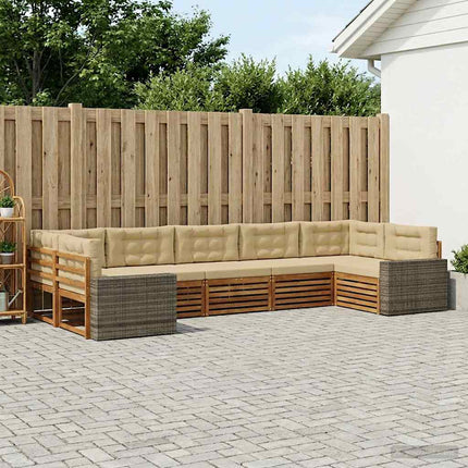 Udendørs sofagruppe med pude 7 pcs Naturlig og Beige