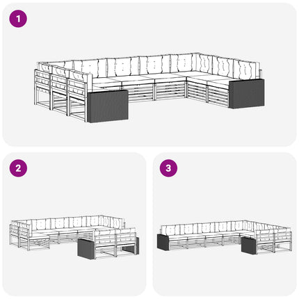 Udendørs sofagruppe 9 pcs Naturlig og Fløde Massivt Akacietræ
