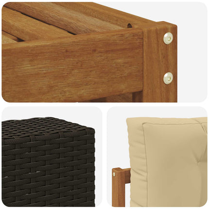Udendørs sofagruppe 10 pcs Naturlig og Beige Massivt Akacietræ