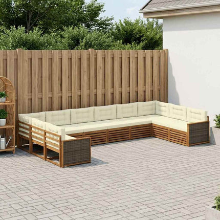 Sofasæt med pude 10 pcs Massivt Akacietræ