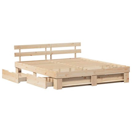 Sengestel med hovedgærde Brun 180 x 200 cm Massiv fyrretræ
