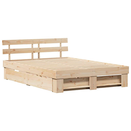 Sengestel med hovedgærde Brun 160 x 200 cm Massiv fyrretræ