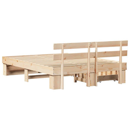 Sengestel med hovedgærde Brun 160 x 200 cm Massiv fyrretræ