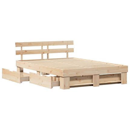 Sengestel med hovedgærde Brun 140 x 200 cm Massiv fyrretræ