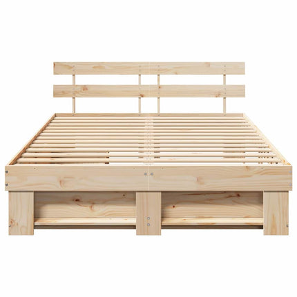 Sengestel med hovedgærde Brun 140 x 200 cm Massiv fyrretræ