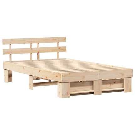 Sengestel med hovedgærde Brun 120 x 200 cm Massiv fyrretræ