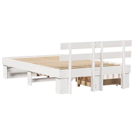 Sengestel med hovedgærde Hvid 120 x 200 cm Massiv fyrretræ