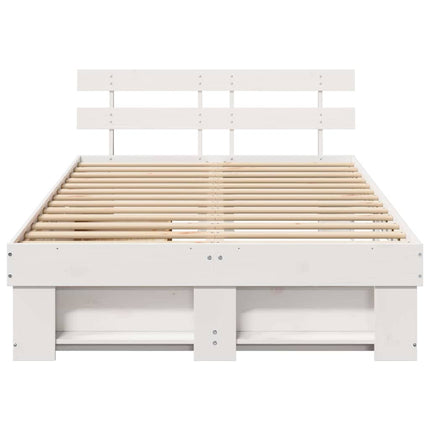Sengestel med hovedgærde Hvid 120 x 200 cm Massiv fyrretræ